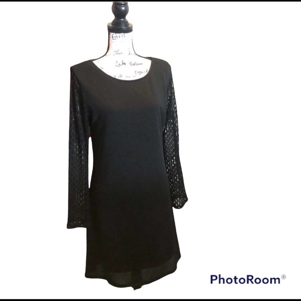 Andria Lieu Lifestyle Collection Dress Black Size Medium Mesh Formal LBD scoop